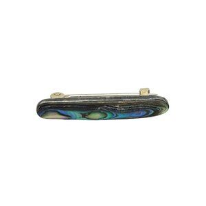 Sterling Silver Purple Abalone Shell Bar Brooch Pin Vintage